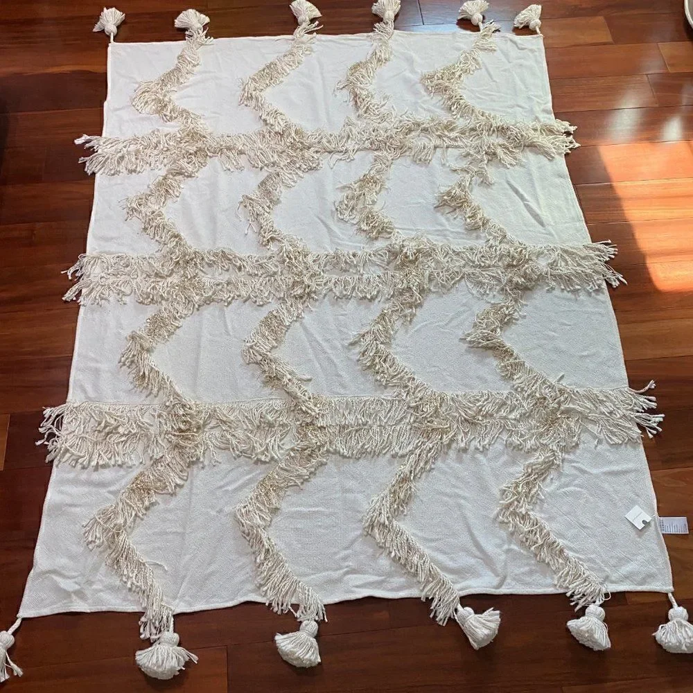 ANTHROPOLOGIE Fringe Bay Throw Blanket